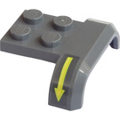 LEGO Dark Stone Gray Mudguard Plate 2 x 2 with Shallow Wheel Arch with Arrow (Right Side) Sticker (28326)
