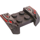 LEGO Dark Stone Gray Mudguard Plate 2 x 4 with Overhanging Headlights with Silver Flames (44674)