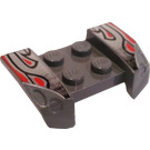 LEGO Dark Stone Gray Mudguard Plate 2 x 4 with Overhanging Headlights with Silver Flames (44674 / 51536)