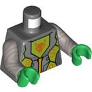 LEGO Dark Stone Gray Nexo Knights Minifig Torso with Orange, Gold, Lime and Wolf Head Decoration (973 / 76382)