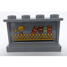 LEGO Dark Stone Gray Panel 1 x 4 x 2 with Gold Rack and Four Books Sticker (14718)