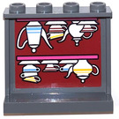 LEGO Dunkles Steingrau Panel 1 x 4 x 3 mit Tafel mit Teacups und Pots Aufkleber mit Seitenstützen, Hohlbolzen (35323)