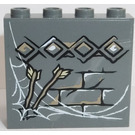 LEGO Dark Stone Gray Panel 1 x 4 x 3 with Brick Wall, Diamonds and 2 Arrows Sticker with Side Supports, Hollow Studs (60581)