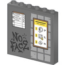 LEGO Dark Stone Gray Panel 1 x 6 x 5 with Checklist, Notice and NO FACE Graffiti Sticker (59349)
