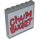 LEGO Gris pierre foncé Panneau 1 x 6 x 5 avec Chum Seau Autocollant (59349)