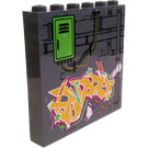 LEGO Dunkles Steingrau Panel 1 x 6 x 5 mit Locker Tür und Graffiti Aufkleber (59349)