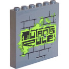 LEGO Gris pierre foncé Panneau 1 x 6 x 5 avec 'MUTANTS RULE!', Brique mur Autocollant (59349)