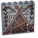 LEGO Dunkles Steingrau Panel 1 x 6 x 5 mit Nailed Oben Tür und Bones Aufkleber (59349)