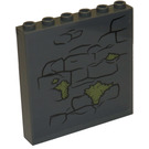 LEGO Dark Stone Gray Panel 1 x 6 x 5 with Stone Wall and Green Moss Sticker (59349)