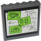 LEGO Gris pierre foncé Panneau 1 x 6 x 5 avec Whiteboard Designs et Formulas Autocollant (59349)