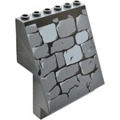 LEGO Donker Steengrijs Paneel 6 x 4 x 6 Sloped met Stone Muur Patroon (30156 / 53212)