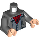 LEGO Dunkles Steingrau Peter Parker mit Spider-Mann Kappe Minifigur Torso (973 / 76382)