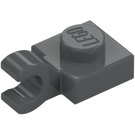 LEGO Grigio pietra scuro Piastra 1 x 1 con Clip orizzontale (Clip frontale piatta) (6019)