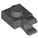 LEGO Dark Stone Gray Plate 1 x 1 with Horizontal Clip (Thick Open 'O' Clip) (52738 / 61252)