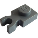 LEGO Gris piedra oscuro Placa 1 x 1 con Vertical Clip (Clip ancho en "U") (4085 / 60897)