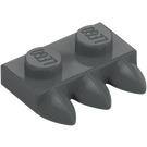 LEGO Grigio pietra scuro Piastra 1 x 2 con 3 Denti (15208)