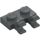 LEGO Dark Stone Gray Plate 1 x 2 with Horizontal Clips (Open 'O' Clips) (49563 / 60470)