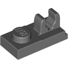 LEGO Dark Stone Gray Plate 1 x 2 with Top Clip with Gap (92280)