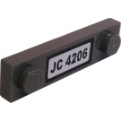 LEGO Dark Stone Gray Plate 1 x 4 with Two Studs with JC 4206 License Plate Sticker without Groove (92593)