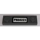 LEGO Dark Stone Gray Plate 1 x 4 with Two Studs with License Plate PN60223 Sticker without Groove (92593)