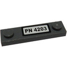 LEGO Dark Stone Gray Plate 1 x 4 with Two Studs with 'PN 4203' Sticker without Groove (92593)