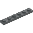 LEGO Tumma kivenharmaa Levy 1 x 6 jossa Harmaa Raidat (3666 / 106730)