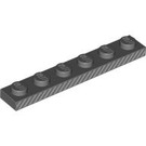 LEGO Dark Stone Gray Plate 1 x 6 with Gray Stripes (3666 / 106730)