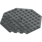 LEGO Mørk stengrå Plade 10 x 10 Octagonal med Hul (89523)