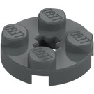 LEGO Mørk steingrå Plate 2 x 2 Rund med Akselhull (med '+' akselhull) (4032)