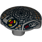LEGO Dark Stone Gray Plate 2 x 2 Round with Rounded Bottom with Man hole cover with panel locks (2654 / 27403)