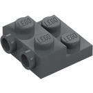 LEGO Mørk steingrå Plate 2 x 2 x 0.7 med 2 Knotter på Side (4304 / 99206)