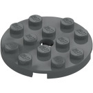 LEGO Dark Stone Gray Plate 4 x 4 Round with Hole and Snapstud (60474)