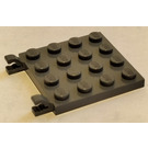 LEGO Gris pierre foncé assiette 4 x 4 avec Clips (Écart dans les clips) (47998)