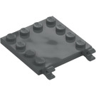 LEGO Mørk stengrå Plade 4 x 4 med Clips (Ingen huller i klip) (11399)