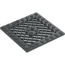 LEGO Mørk steingrå Plate 8 x 8 med Gitter (Hull i midten) (4047 / 4151)