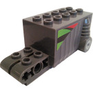 LEGO Dunkles Steingrau Pullback Motor 4 x 8 x 2.33 mit Jungle Streifen Aufkleber (47715)