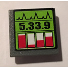 LEGO Donker Steengrijs Roadsign Clip-Aan 2 x 2 Vierkant met "5.33.9" Sticker met open 'U'-clip (30258)