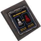 LEGO Donker Steengrijs Roadsign Clip-Aan 2 x 2 Vierkant met Bat-Shuttle Status Screen Sticker met Open 'O'-clip (15210)