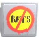 LEGO Dark Stone Gray Roadsign Clip-on 2 x 2 Square with 'BATS' Not Allowed Sticker with Open 'U' Clip (15210)