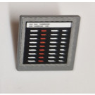 LEGO Dark Stone Gray Roadsign Clip-on 2 x 2 Square with Black Computer Screen with White Lines Sticker with Open 'O' Clip (15210)