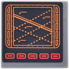 LEGO Dark Stone Gray Roadsign Clip-on 2 x 2 Square with Control Panel Sticker with Open 'O' Clip (15210)