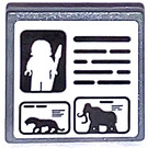 LEGO Donker Steengrijs Roadsign Clip-Aan 2 x 2 Vierkant met Exhibition Information Table Sticker met Open 'O'-clip (15210)