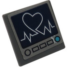 LEGO Dark Stone Gray Roadsign Clip-on 2 x 2 Square with Heart Rate Monitor Sticker with Open 'O' Clip (15210)