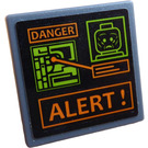 LEGO Dark Stone Gray Roadsign Clip-on 2 x 2 Square with Map, Head, "DANGER" and "ALERT!" Sticker with Open 'O' Clip (15210)