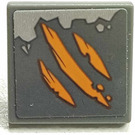 LEGO Dark Stone Gray Roadsign Clip-on 2 x 2 Square with Orange Scratches and Big Metallic Silver Damage Sticker with Open 'O' Clip (15210)