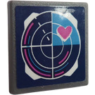 LEGO Dark Stone Gray Roadsign Clip-on 2 x 2 Square with Pink Heart on Radar Sticker with Open 'O' Clip (15210)
