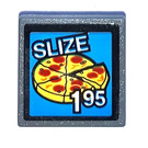 LEGO Dark Stone Gray Roadsign Clip-on 2 x 2 Square with Pizza Slize 1.95 Sticker with Open 'O' Clip (15210)
