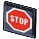 LEGO Donker Steengrijs Roadsign Clip-Aan 2 x 2 Vierkant met Rood Stop Sign Sticker met open 'U'-clip (15210)
