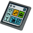 LEGO Dark Stone Gray Roadsign Clip-on 2 x 2 Square with Restaurant and Luggage Hotel Symbols Sticker with Open 'O' Clip (15210)