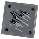 LEGO Dark Stone Gray Roadsign Clip-on 2 x 2 Square with Scratches, Screw Sticker with Open 'O' Clip (15210)